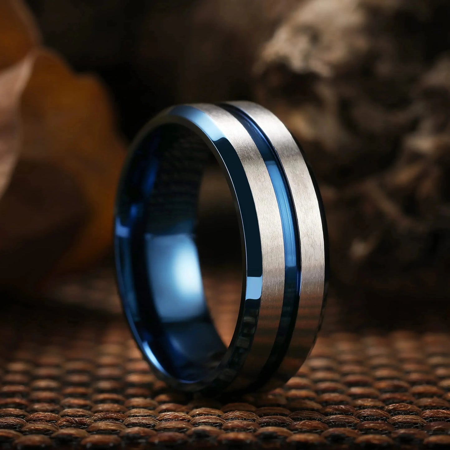 Fashion Gold Color Stainless Steel Rings For Men Silver Color Brushed Beveled Edge Engagement Rings Men Wedding Band Jewelry