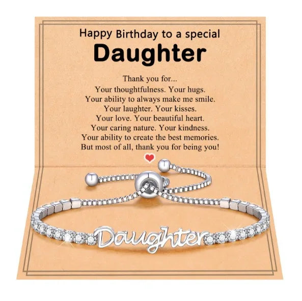 Love-filled diamond beaded bracelet, birthday jewelry gifts for wife, daughter, mother, grandmother, sister, mom, with cards