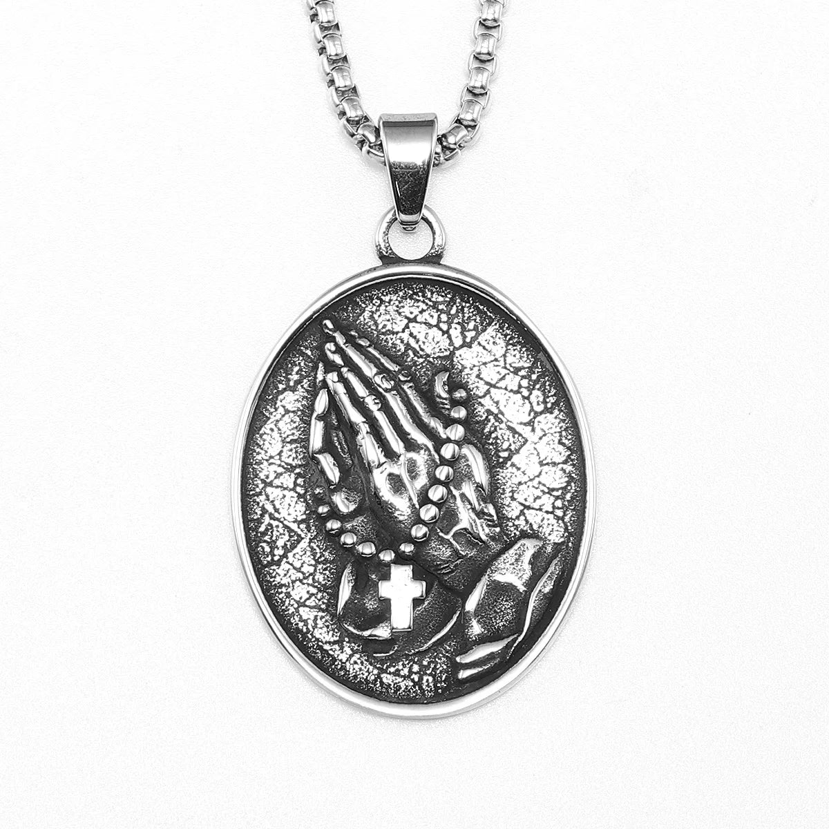 Cross Prayer Praying Hands Stainless Steel Men Necklaces Pendant Chain Punk for Women Fashion Jewelry Gift Wholesale Dropshiping