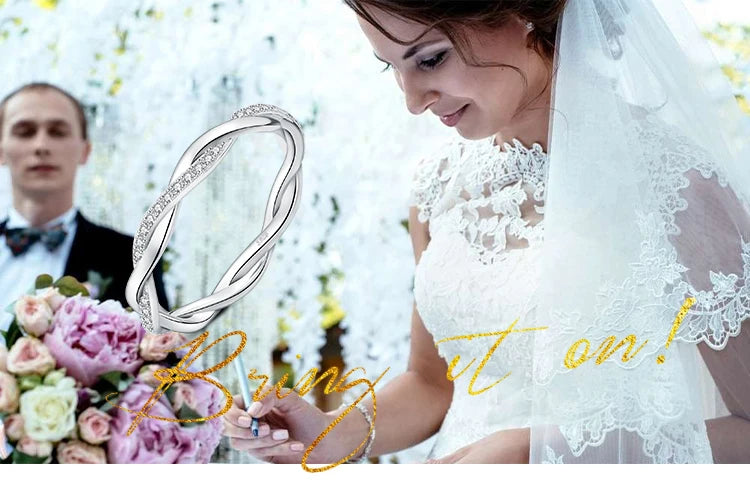 JewelryPalace Moissanite D Color Love Rope Infinity 925 Sterling Silver Stackable Band Ring for Woman Yellow Rose Gold Plated