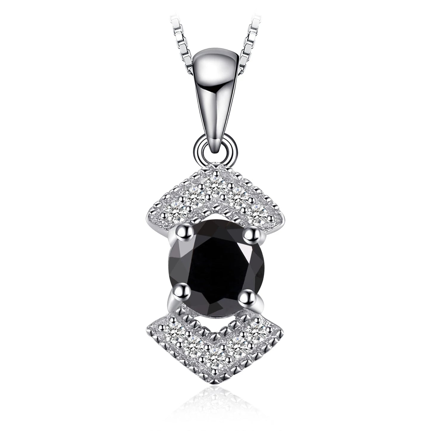 JewelryPalace Natural Black Spinel 925 Sterling Silver Pendant Necklace for Woman Fashion Jewelry No Chain AP223275