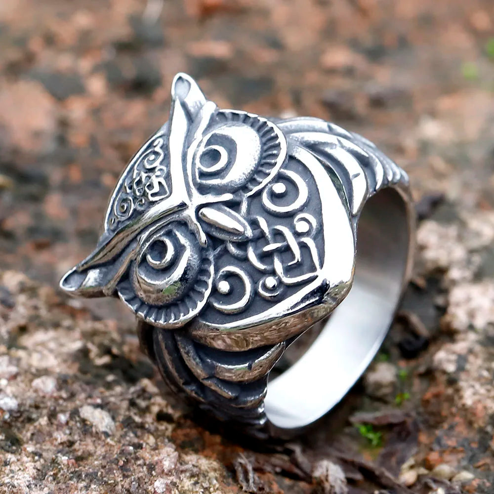 2023 NEW Men's Stainless Steel Odin Norse Anel Amulet owl head Viking animal Rings For Men Women Retro Jewelry