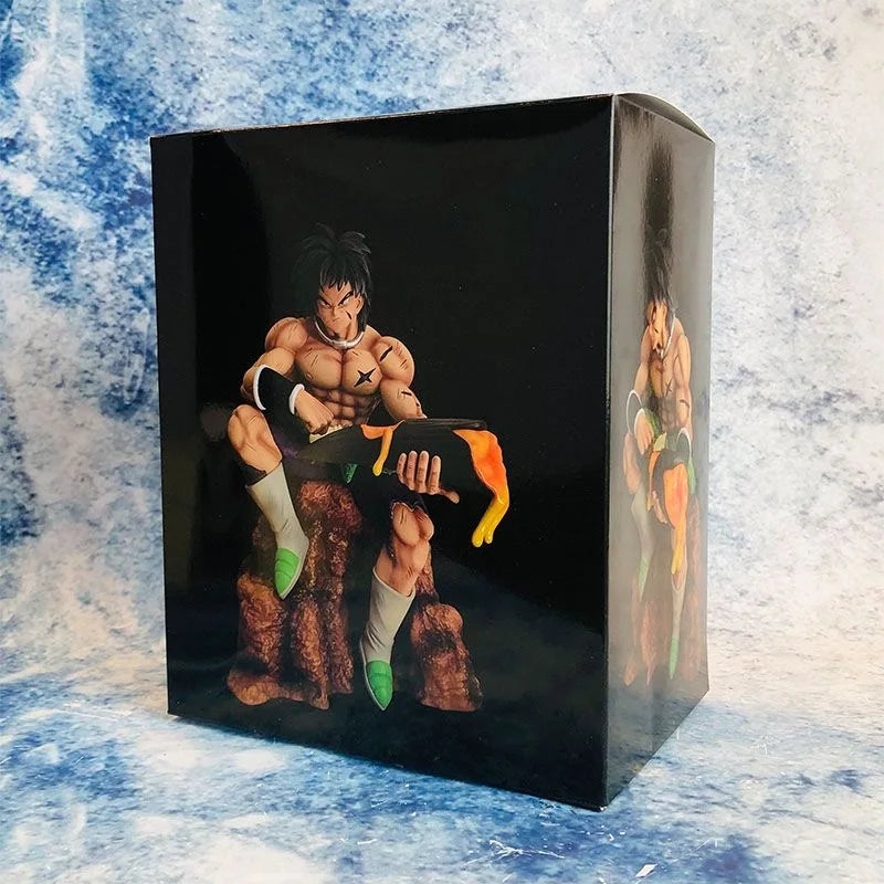 24cm Dragon Ball Super Broly Black Hair Sitting Statue Anime Action Figure GK Model Collectible Ornaments Figurine Boy Toy Gifts With box 24cm