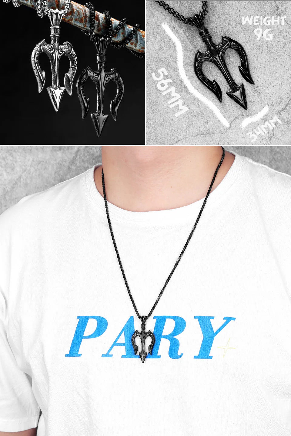 Collar con colgante de acero inoxidable con diseño de armas vikingas para hombre, estilo nórdico, estilo retro rock, punk, rap, para amigos, regalo de joyería masculina.