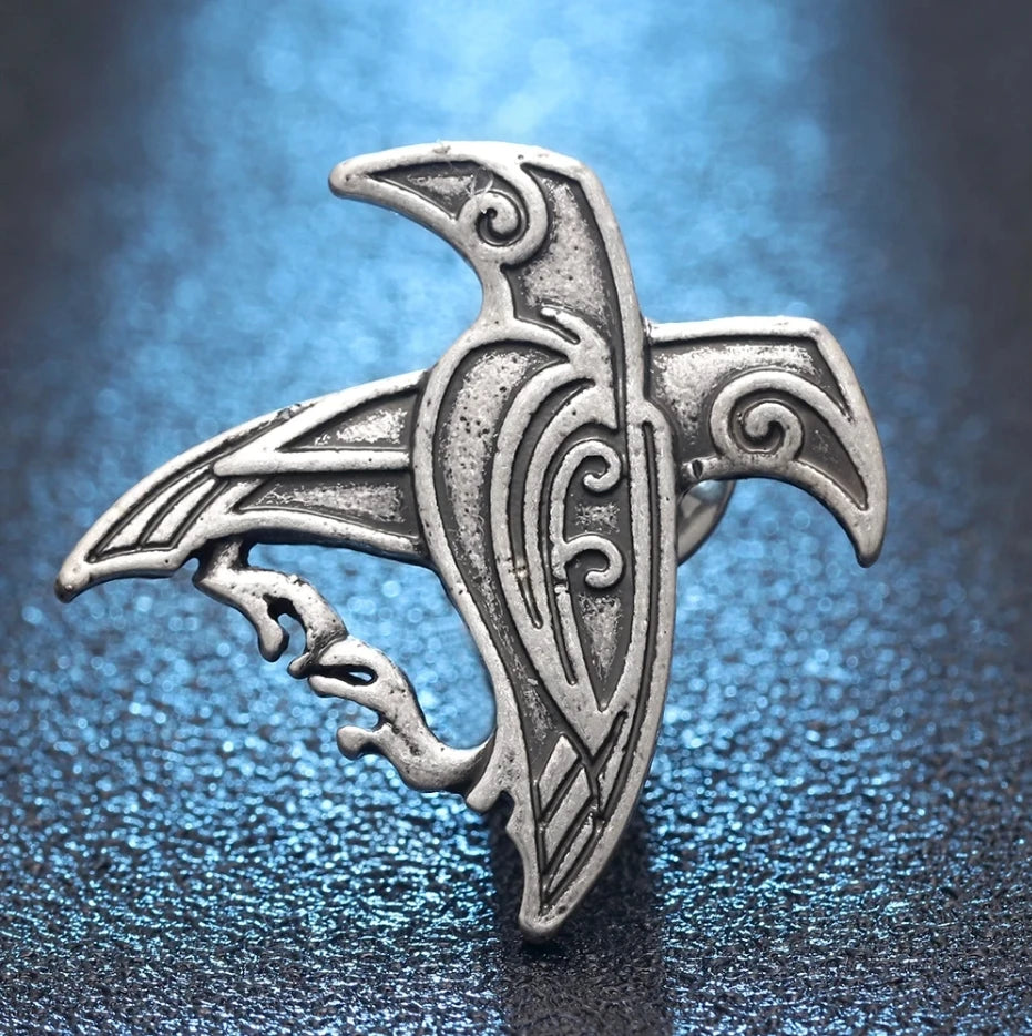 Norse Viking Odin's Ravens Pendant Brooch Pin Viking Nordic Talisman Lucky Jewelry PB-117
