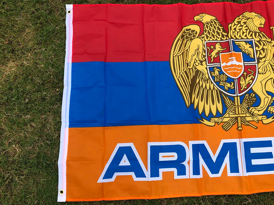 SKY FLAG Armenia National Emblem flag 90*150CM polyester hanging Armenia National Emblem flag / Armenian Flag for decorate