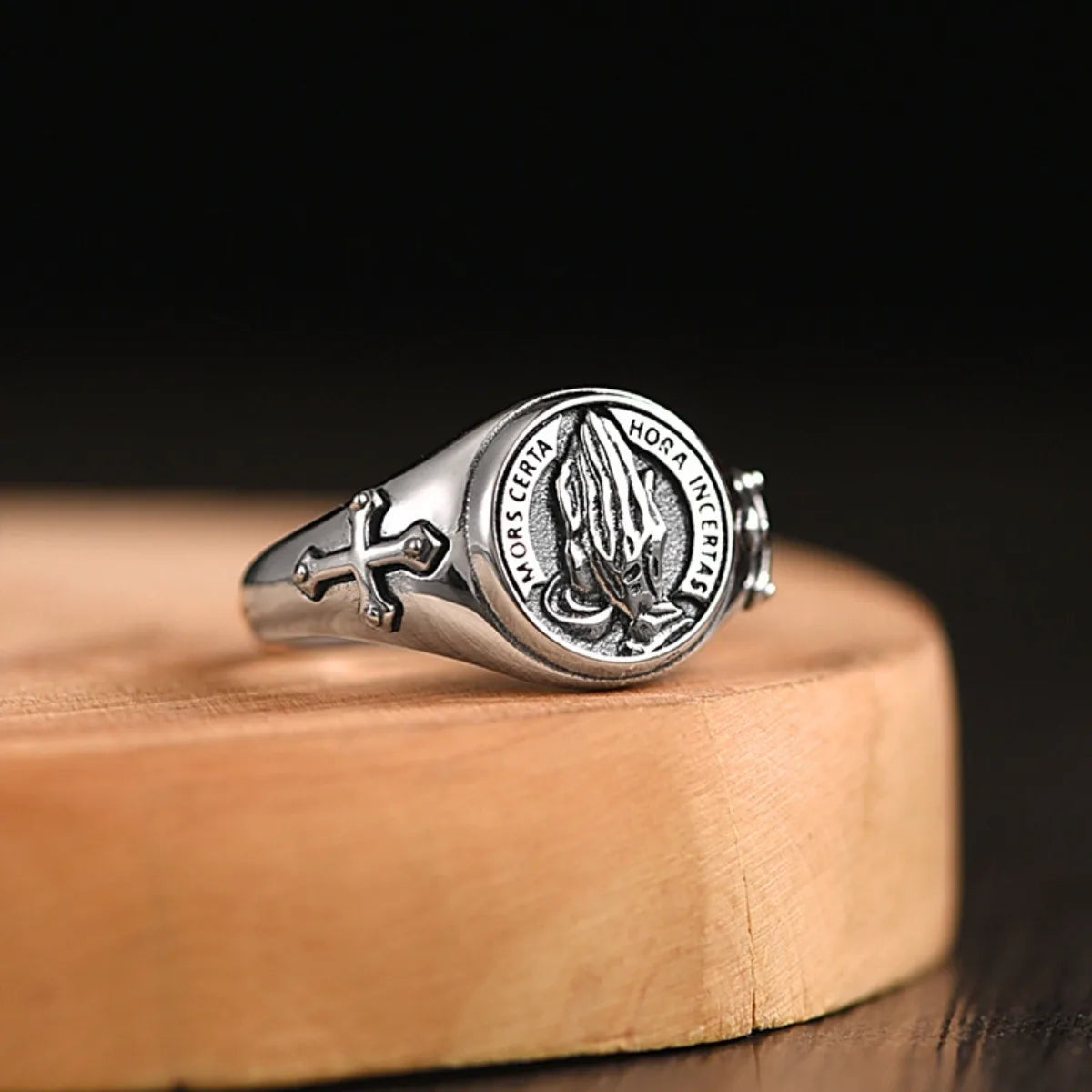 Prayer Hands Adjustable Rings, Stainless Steel Punk Dark Style Jewelry for Women and Men, Comfort Fit for Daily Wear, Gift Idea