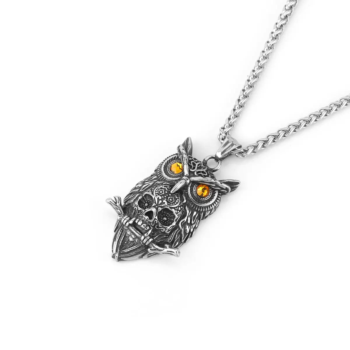 Gothic Owl Skull Viking Pendant Necklace Stainless Steel Biker Party Punk Men's Jewelry Necklace Wholesale