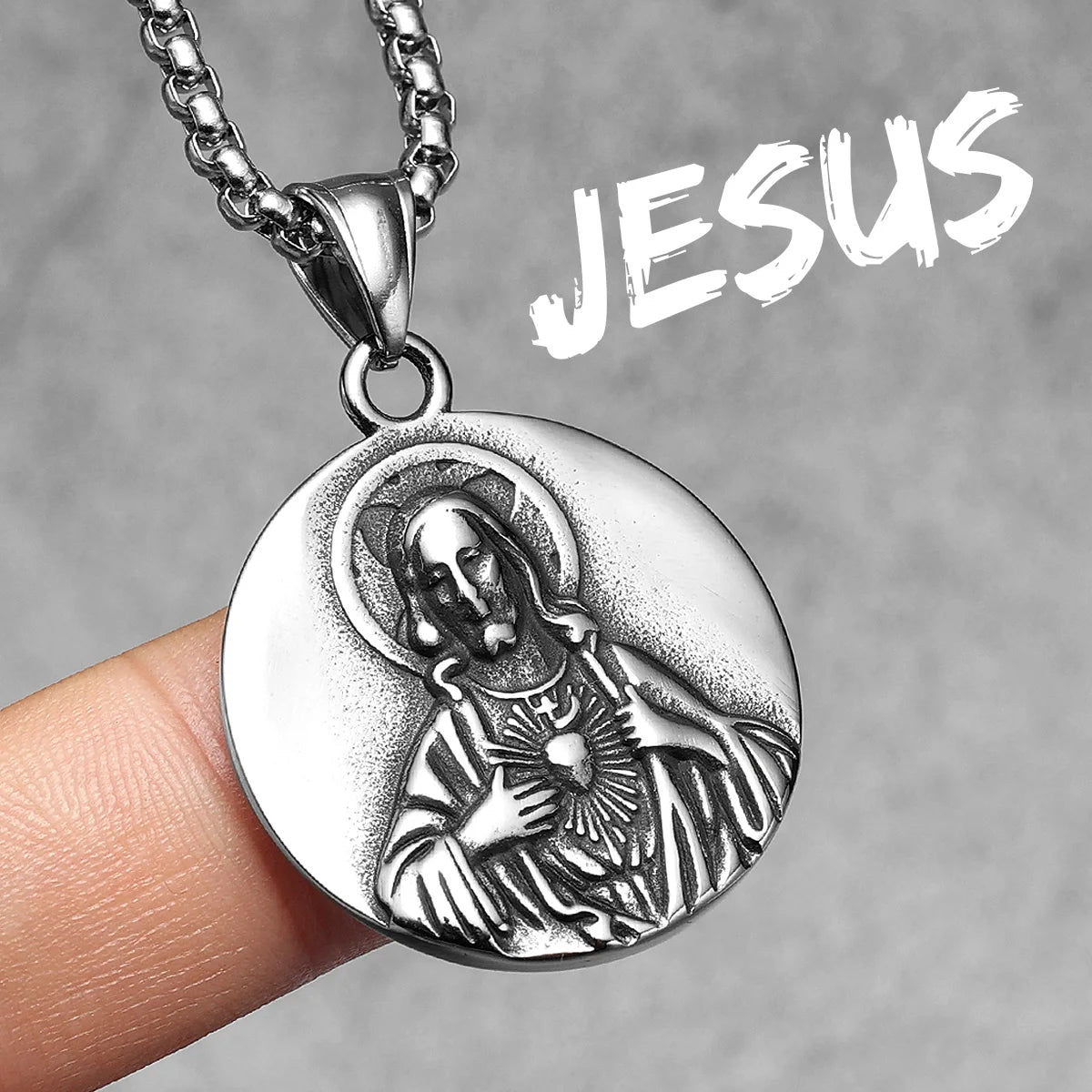 Jesus Heart Cross Series Stainless Steel Men Necklaces Pendant Chain Powerful Amulet Vintage For Women Jewelry Gifts Wholesale