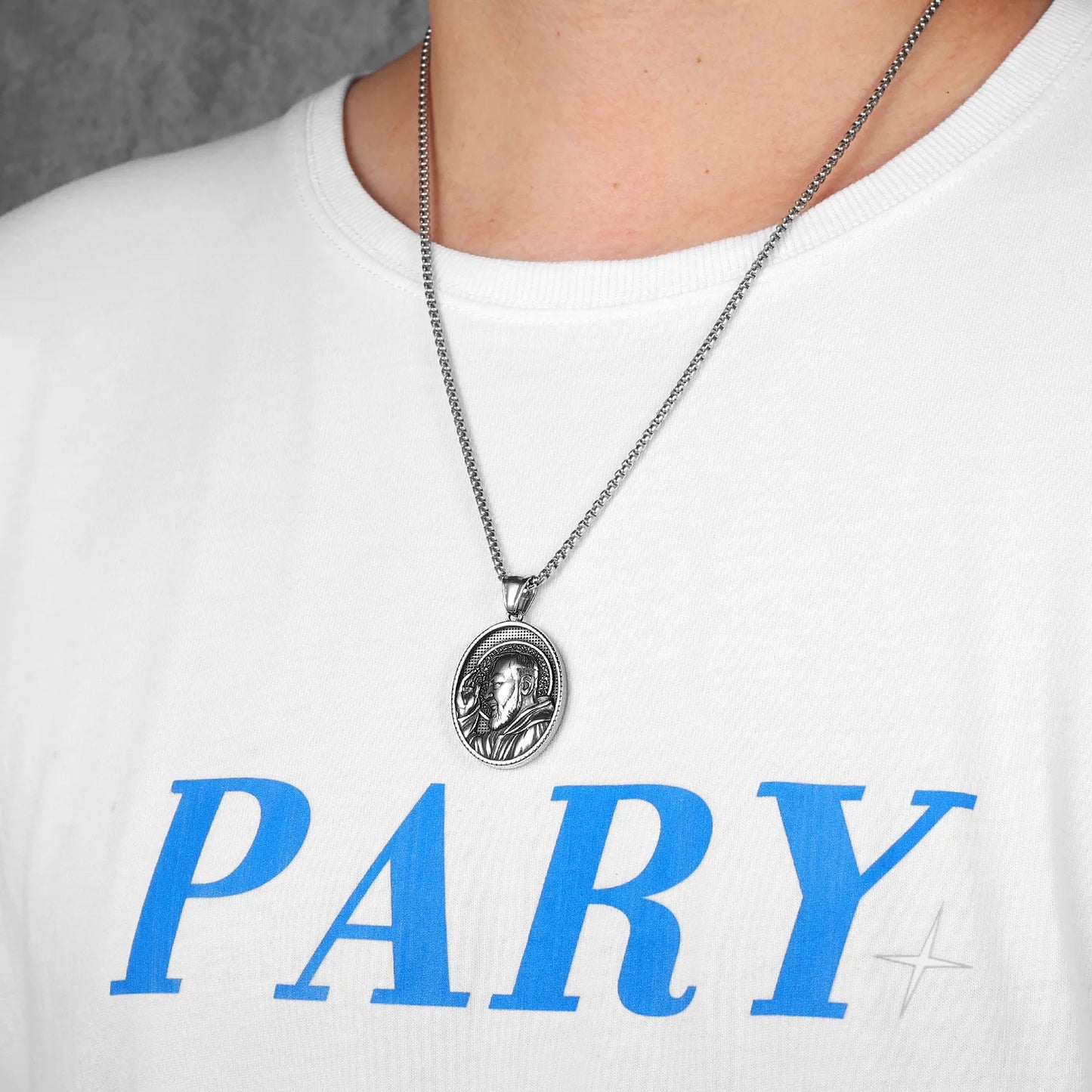 Catholic Padre Pio Powerful Amulet Stainless Steel Men Necklace Pendant Chain Vintage Cool For Women Jewelry Gifts Wholesale