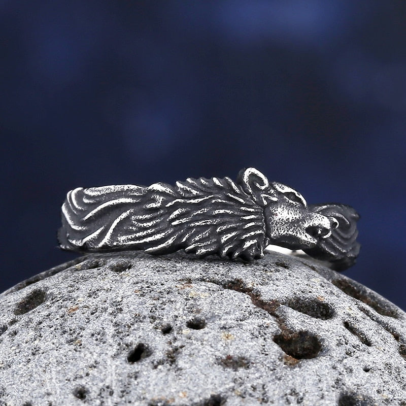 Vintage 316L Stainless Steel Viking Nordic 3D Wolf Of Thor Norse High Quality Wolf Animal Jewelry Men Ring Wolf 1 Only Ring