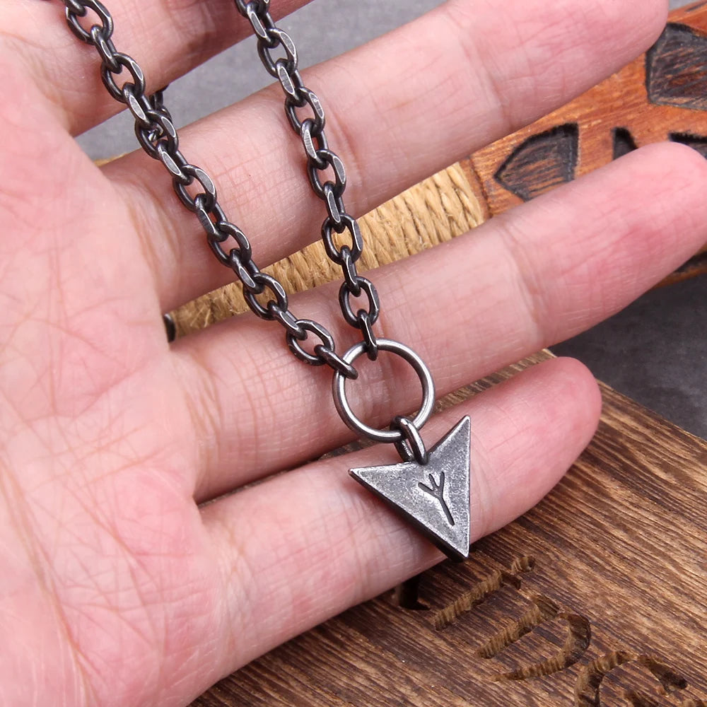 Viking Necklace for Men Studry Stainless Steel Norse Mythology Jewelry Viking Spear/Odin Amulet Pendant Necklace