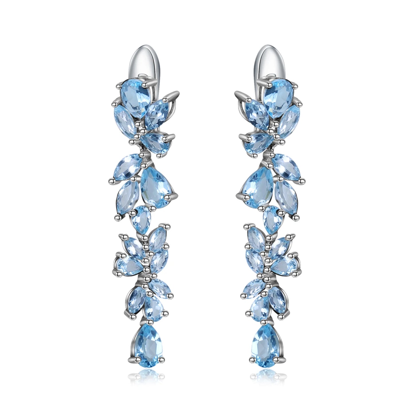 GEM'S BALLET 20.35Ct Natural Red Garnet Earrings 925 Sterling Sliver Leaves Branches Drop Earrings For Women Engagement Jewelry Sky Blue Topaz 925 Sterling Sliver CHINA