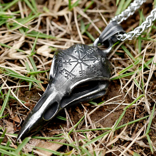 2023 New Fashion Viking amulet Pendant Raven head and Vegvisir for man stainless steel jewelry for gift free shipping