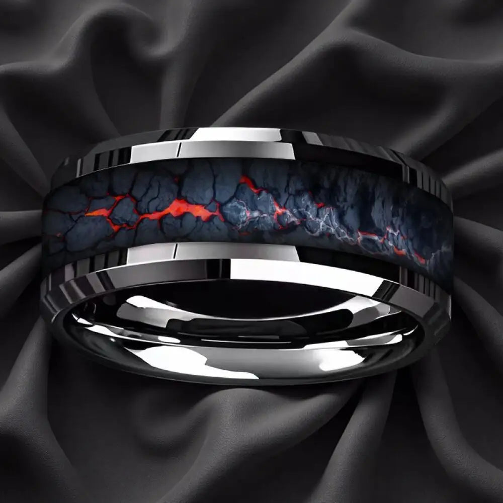 Vintage Dragon Yin Yang Tai Chi Cloud Flame Pattern Inlay Stainless Steel Rings for Men Women Lucky Totem Wedding Band Jewelry