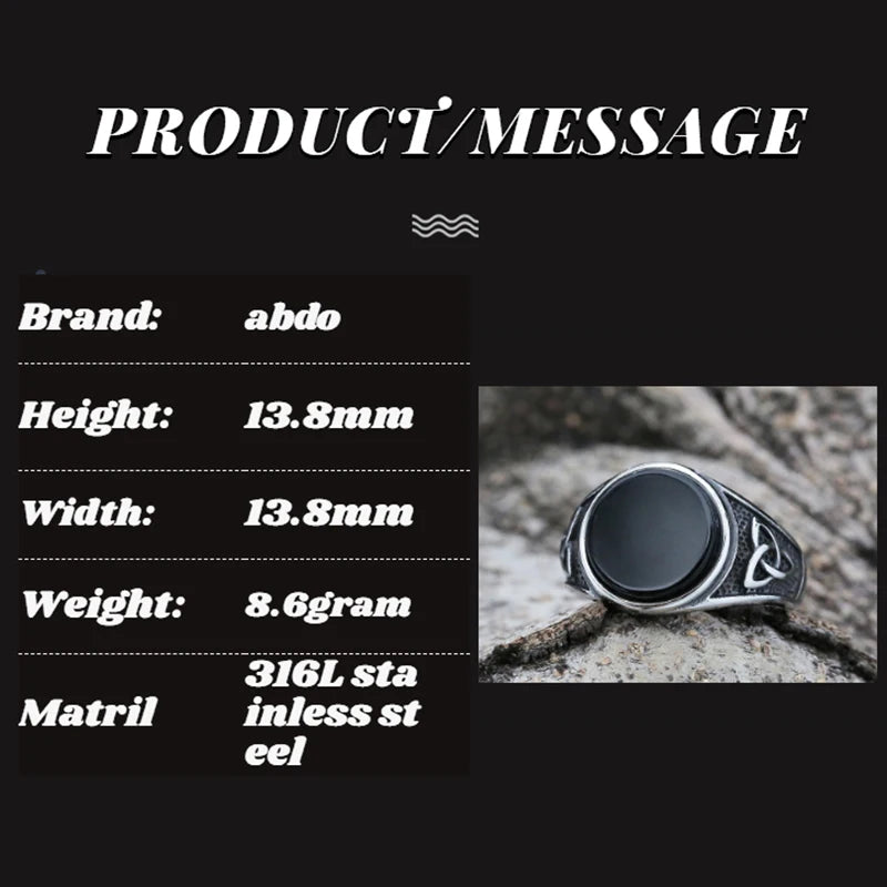 Viking Stainless Steel Celtics Knot Ring Men Nordic Trinity Wedding Stone  Women's Band Promise Jewelry OSR933