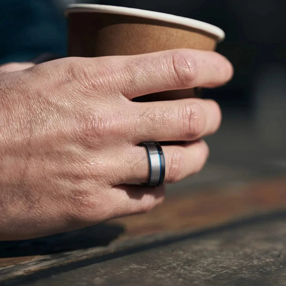 Fashion 8mm Tricolor Titanium Stainless Steel Rings for Men Women Black Brushed Men Promise Rings Wedding Party Jewelry Gifts