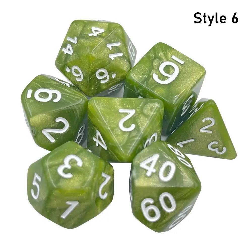 7Pc Colorful Digital Dice Resin Table Entertainment Tarot Game Party Toys Polyhedral for DND Dice Tabletop Role-Playing Supplies C6