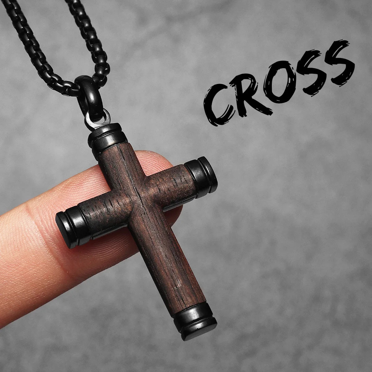 Wood Cross Exorcism Amulet Stainless Steel Men Necklaces Pendant Chain Punk For Women Fashion Jewelry Gift Wholesale Dropshiping
