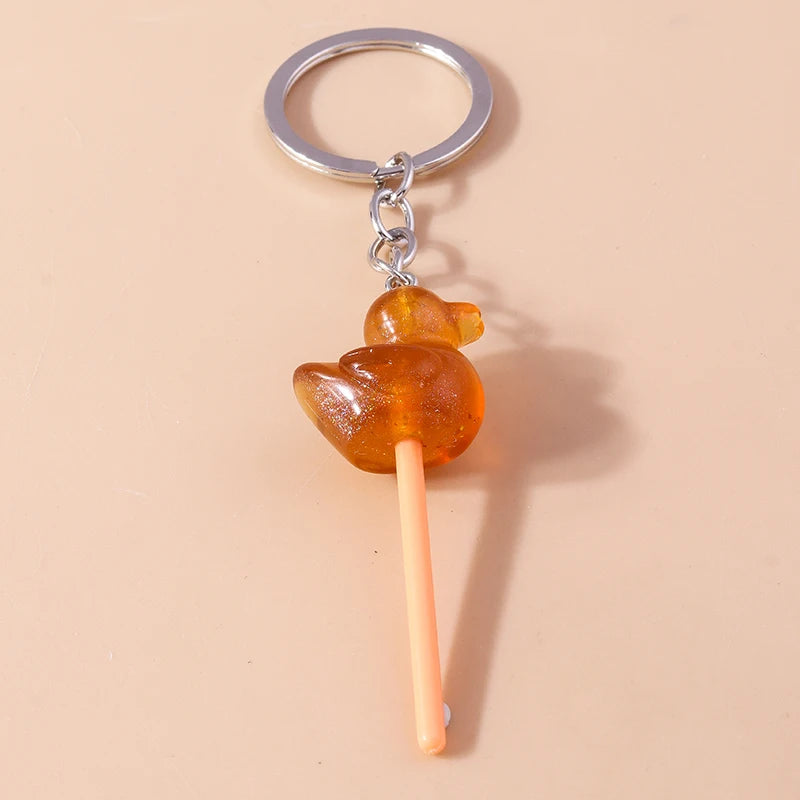 Lovely Resin Candy Lollipop Keychain Mini 3D Simulation Food Key Rings for Men Women Handbag Pendants DIY Kids Jewelry Gifts as picture shows 28