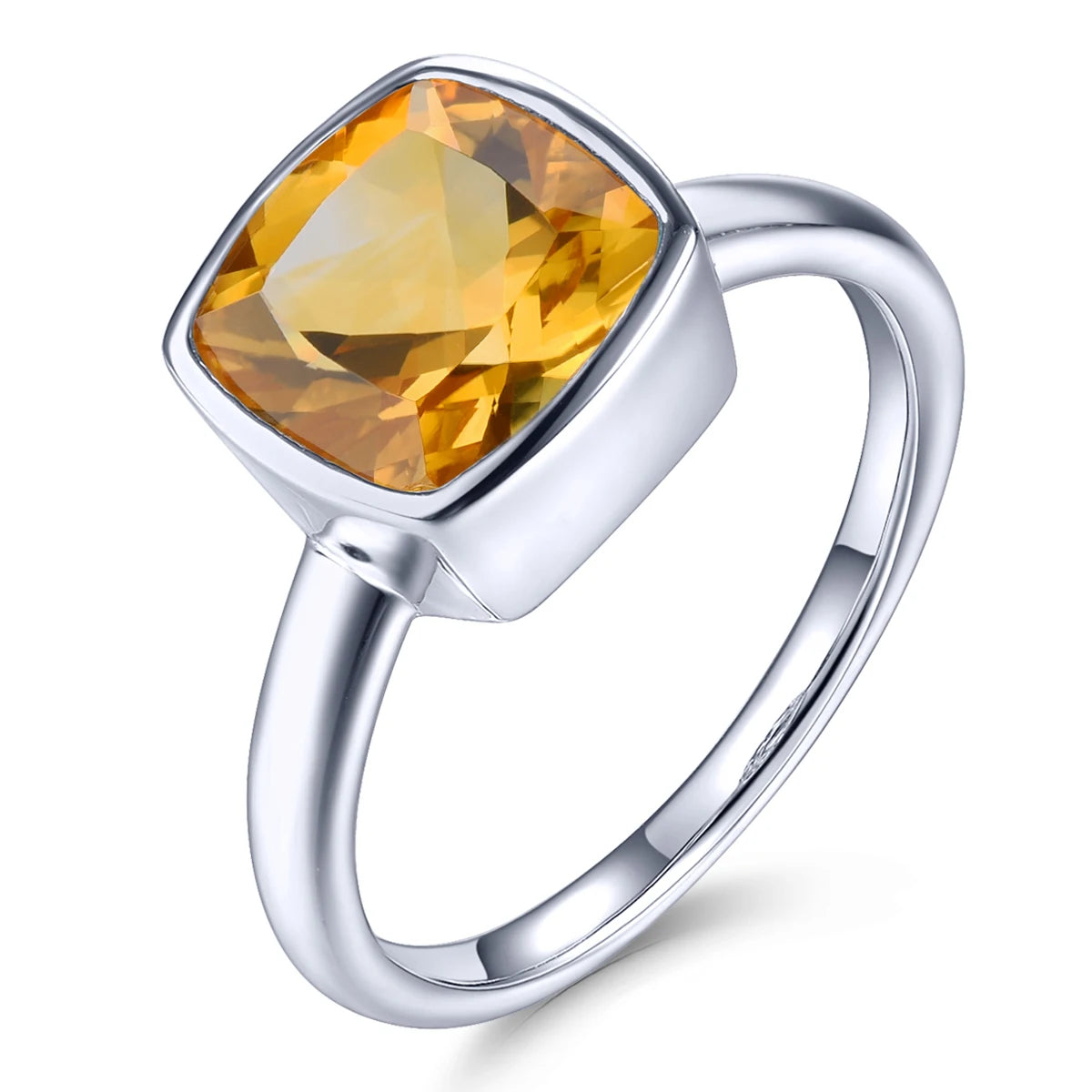 Natural Citrine Solid Silver Rings 1.9 Carats Genuine Gemstone Classic Romantic Style Women New Year Gift Natural Citrine