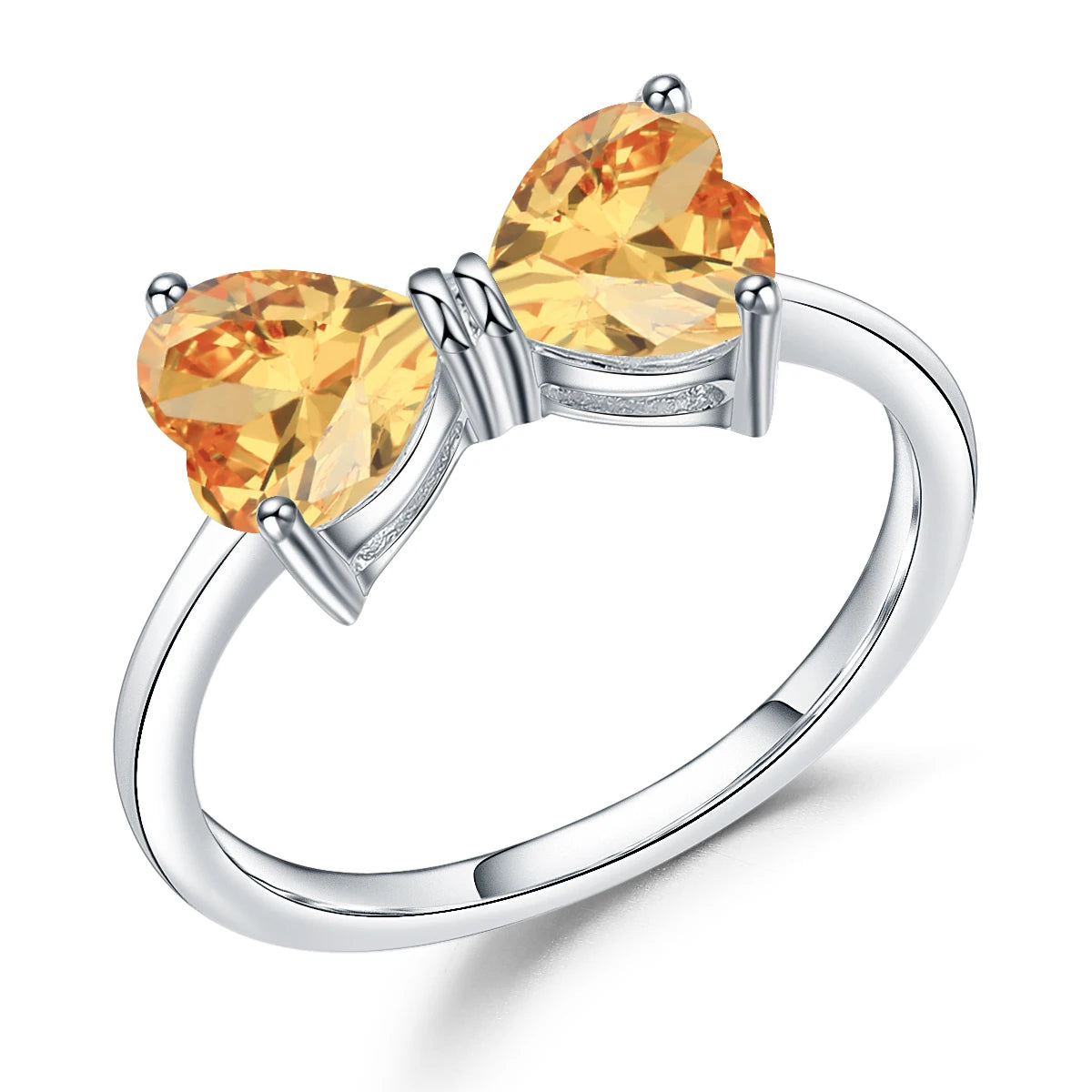 GEM'S BALLET 925 Sterling Silver Bow Knot Ring 1.56Ct Natural Citrine Gemstone Rings For Women Valentine's Day Gift Jewelry Citrine CHINA