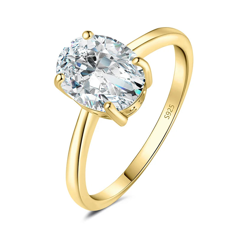 JewelryPalace 5A CZ Oval Solitaire Classic 925 Sterling Silver Wedding Engagement Ring for Woman Anniversary Gift Fine Jewelry