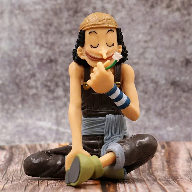 One Piece Anime Usopp Smell Flowers Sitting Posture Action Figure Model Dolls Collection Children's Gift Desktop Decoration no box