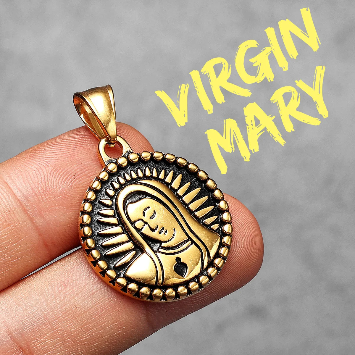 Aesthetic Virgin Mary Stainless Steel Zircon Men Necklace Pendant Chain Powerful Amulet Luxury For Women Jewelry Gifts Wholesale