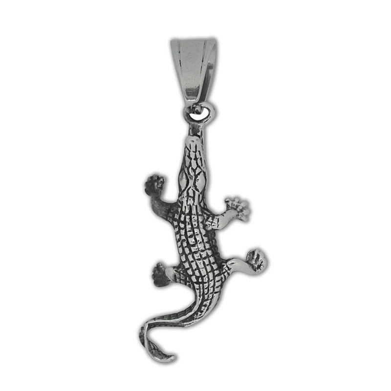 Hip Hop Vintage Crocodile Pendant Necklace Stainless Steel lizard Chain Necklaces for Men Punk Gecko Animal Jewelry Accessories