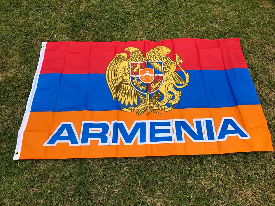 SKY FLAG Armenia National Emblem flag 90*150CM polyester hanging Armenia National Emblem flag / Armenian Flag for decorate