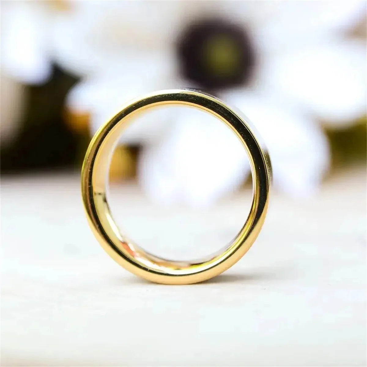 Fashion 8mm Men Gold Color Stainless Steel Abalone Shell Rings Inlay KOA Wood Rings For Men Wedding Engagement Jewelry Gifts
