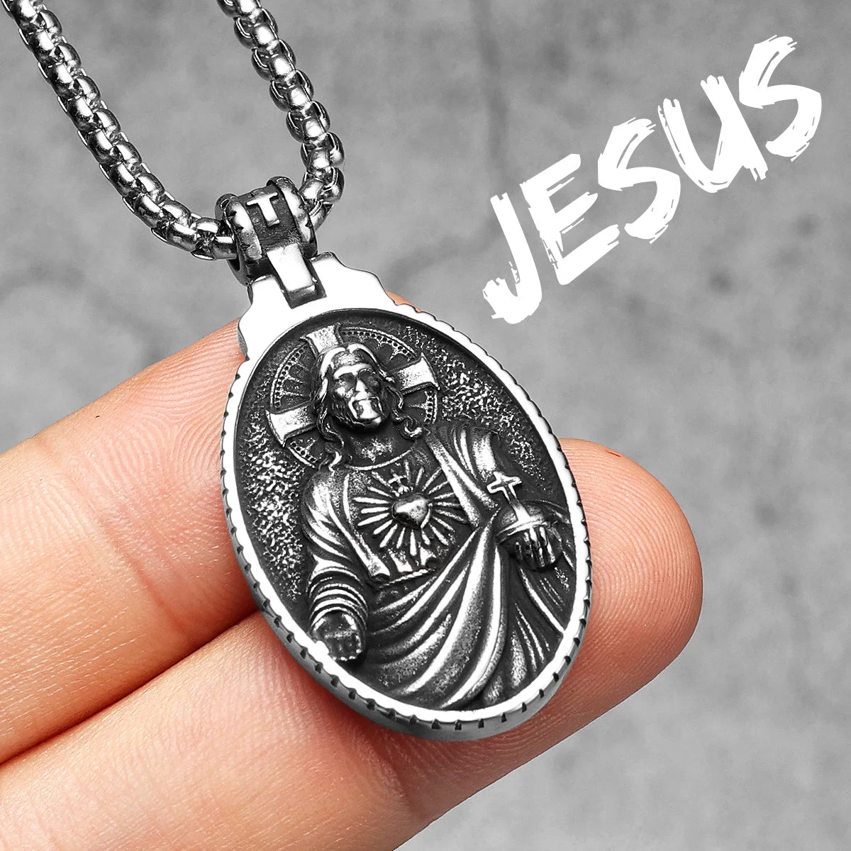 Christian Jesus Powerful Amulets Stainless steel Men Necklaces Pendants Chain For Women Jewelry Male Accessories Gifts Wholesale