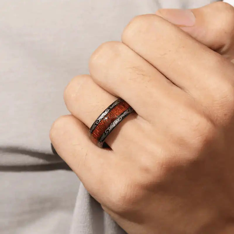 Fashion 8MM Rose Gold Color Stainless Steel Rings For Men Women Colorful Abalone Shell  Inlaid Men Rings Wedding Party Jewelry