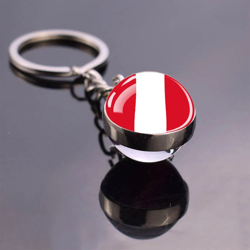 National Flag Keychains South America Countries Flag Glass Ball Key Chains Argentina Brazil Colombia Chile Keyring Jewelry Gift Peru