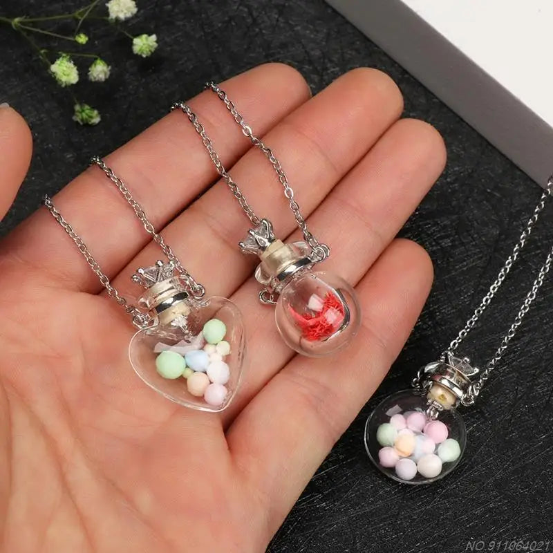 Transparent Heart Vial Bottle Necklaces Steel Chain Make Blood Vial Necklace Women Jewelry Gift Dropship