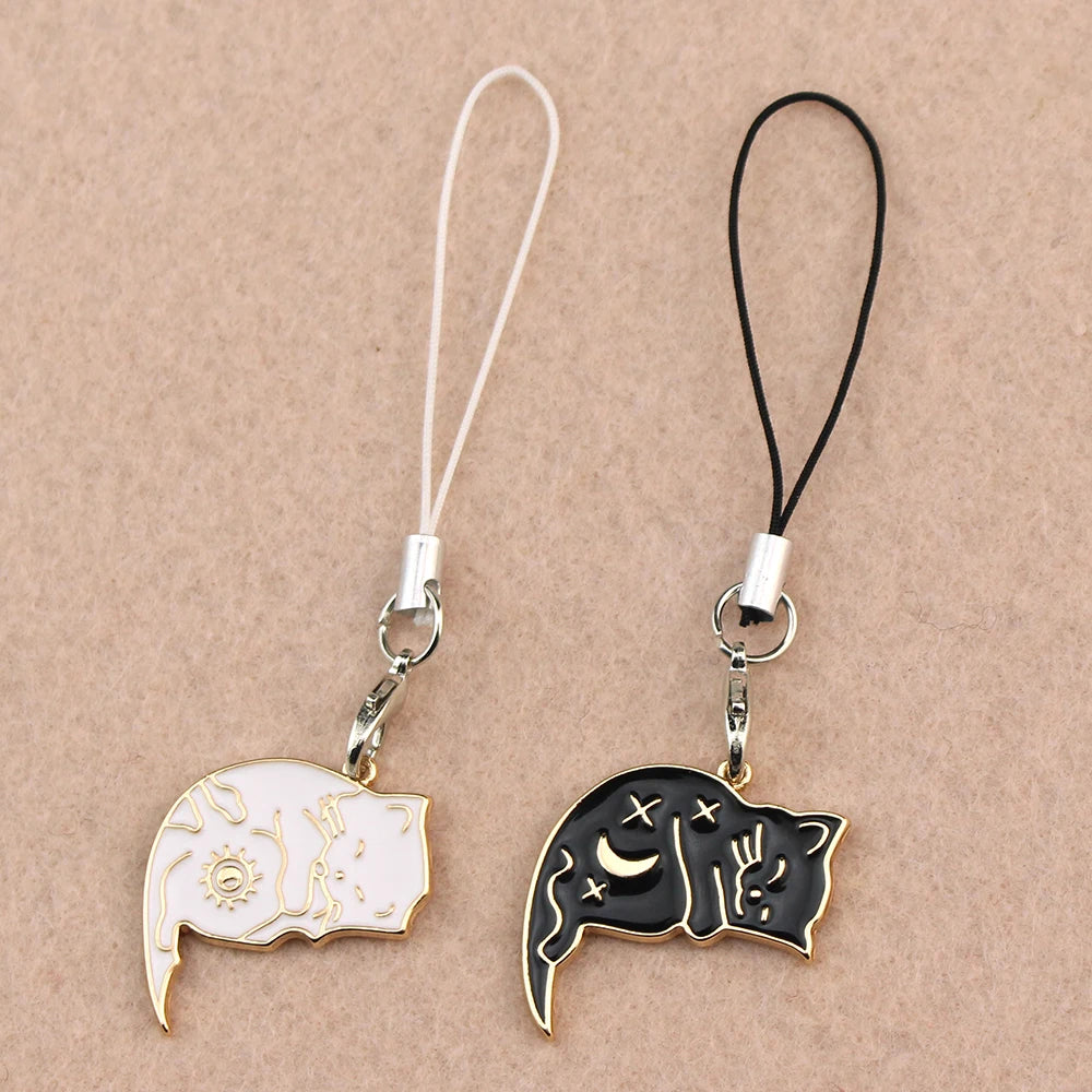 Cat Couple Necklaces For Lovers Yin Yang Animal Pendant Necklace Heart Couples Friendship Jewelry for Lovers Best Friends Gift