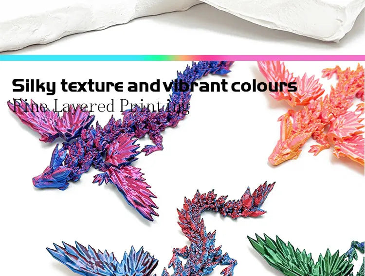 3D Printed Dragon with Movable Wings - Office Desk Accessory, Creative Home Decor, Perfect Christmas Present Holiday Gift