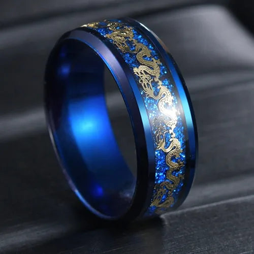 Fashion New 8mm Simple Men Ring Smooth Stainless Steel Blue Charms Rings Women's Couple Jewelry Gift Dropshipping