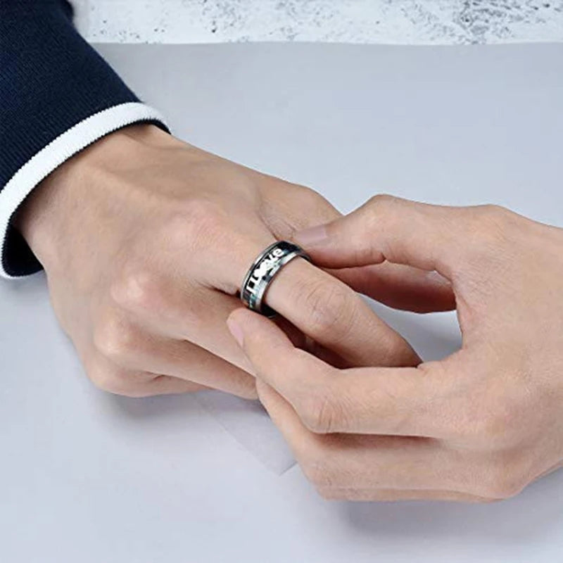 Simple Titanium Stainless Steel Rings For Men Women Koa Wood Inlay Luxury Wedding Band Engagement Rings Jewelry anillos mujer