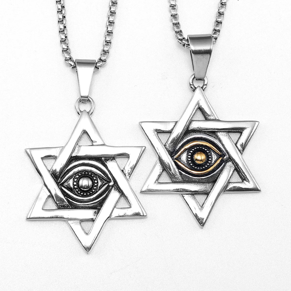 Seal of Solomon Eye of Light Stainless Steel Men Necklaces Pendant Chain Punk Stylish For Women Fashion Jewelry Gifts Wholesale