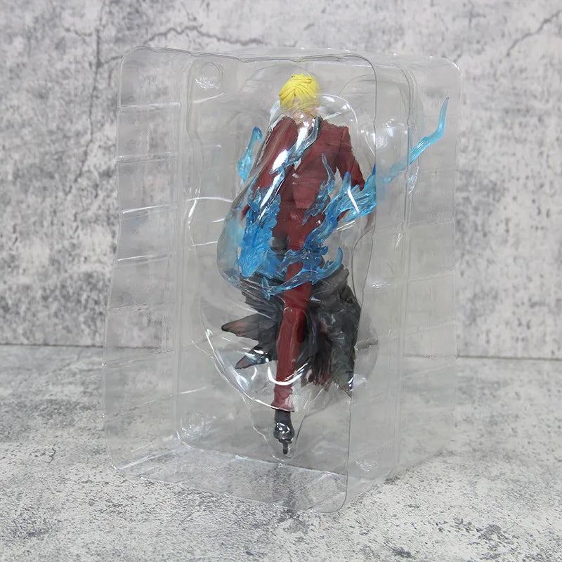 24cm One Piece Gk Sanji Standing Posture Demon Kick Red And Blue Special Effects Anime Figure Model Ornament Statue Toy Gifts