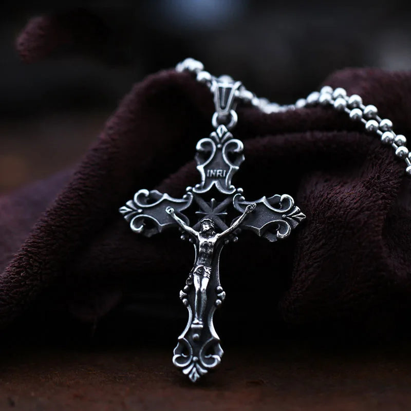 2022 NEW Men's 316L stainless-steel n Jesus Cross Amulet Pendant Necklace for teens punk biker Jewelry Gift free shipping