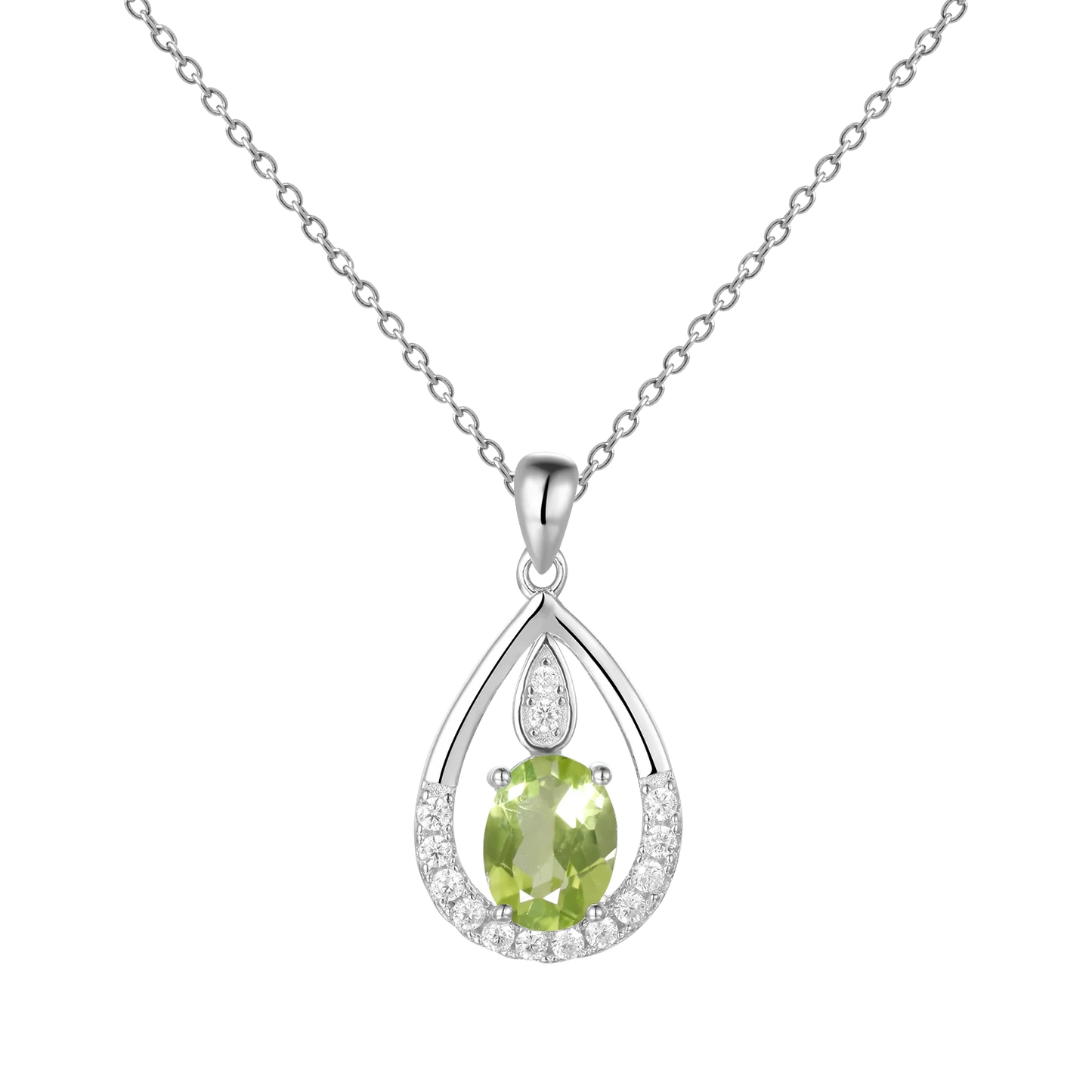 Gem's Ballet December Birthstone Topaz Necklace 6x8mm Oval Pink Topaz Pendant Necklace in 925 Sterling Silver with 18" Chain Peridot