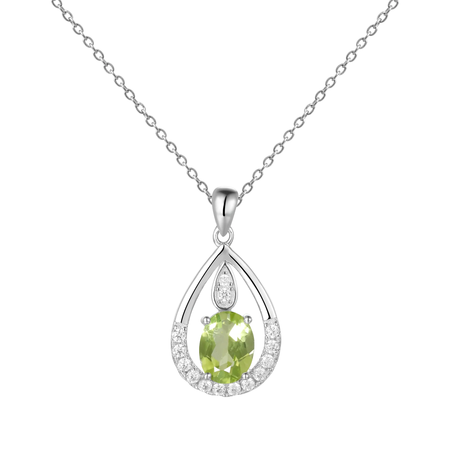 Gem's Ballet December Birthstone Topaz Necklace 6x8mm Oval Pink Topaz Pendant Necklace in 925 Sterling Silver with 18" Chain Peridot