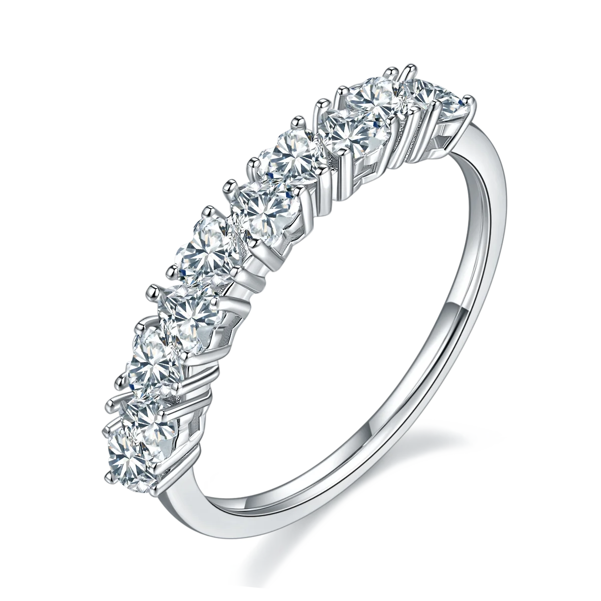 GEM'S BALLET 18K White Gold Plated 925 Sterling Silver Moissanite Ring Luxe Anthology Moissanite Diamond Wedding Band Rings 925 Sterling Silver Heart Shape