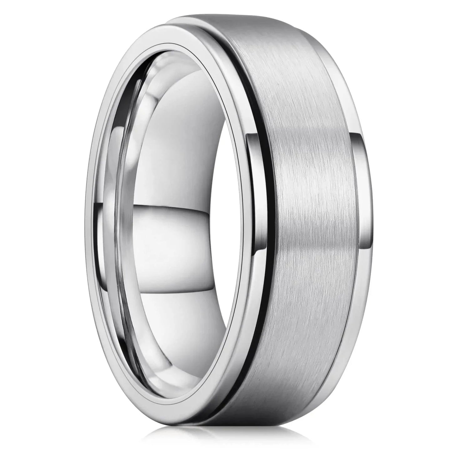 Stainless Steel Anxiety Fidget Spinner Rings for Men Cool Punk Spinning Rotate Rings for men Anti Stress Wedding Band Jewelry