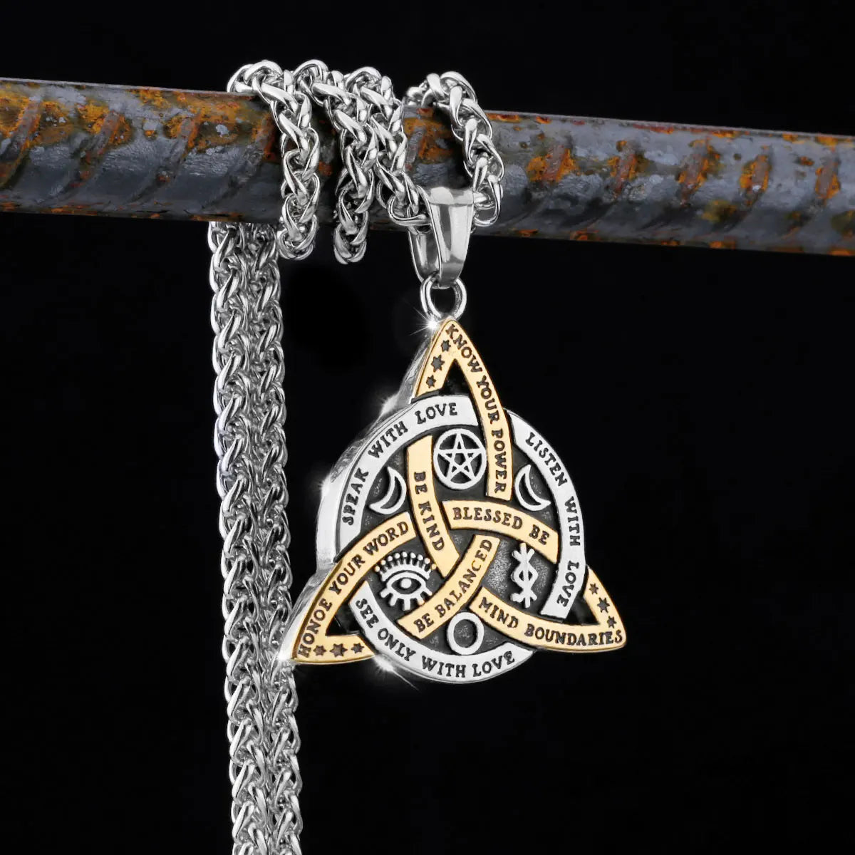 Nordic Totem Amulet Rune Necklace Retro Geometric Pattern Stainless Steel Jewelry Viking Punk Pendant Men's Fashion Jewelry Gift