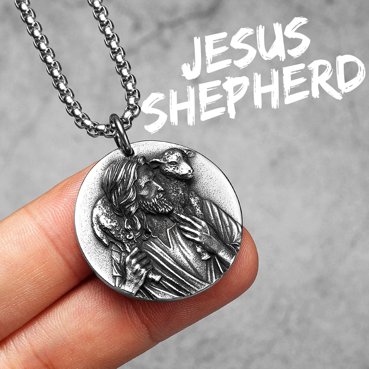 Christian Jesus Shepherd Stainless Steel Men Necklaces Pendants Chain Powerful Amulet Cool New for Women Jewelry Gifts Wholesale