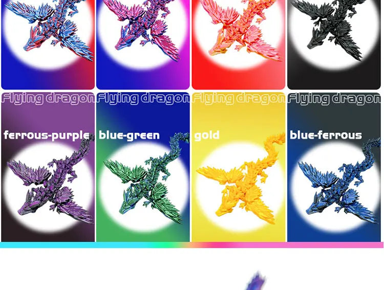 3D Printed Dragon with Movable Wings - Office Desk Accessory, Creative Home Decor, Perfect Christmas Present Holiday Gift